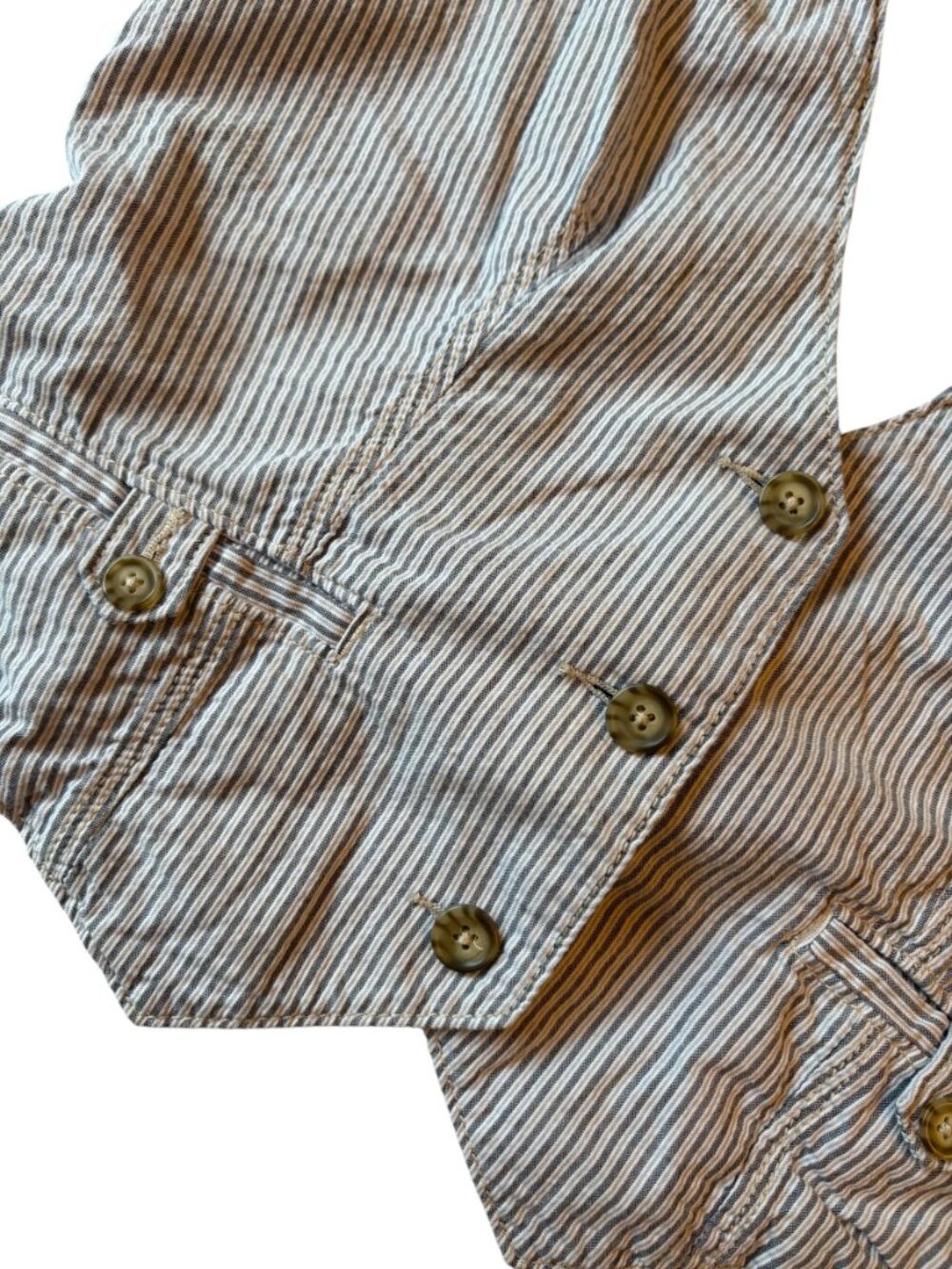 AE White and Blue Pinstriped Vest Size L - Picture 3 of 7